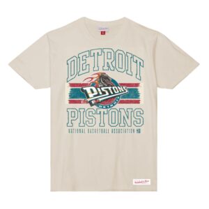 Mitchell & Ness T-shirt à logo rayé Lockup Slub Detroit Pistons Gris 743781