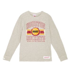 Mitchell & Ness Chemise à logo rayé Lockup Slub Houston Rockets Gris 749632