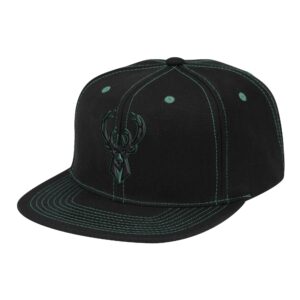 Chapeau Mitchell & Ness Contrast Stitch Snapback Milwaukee Bucks Noir 756748