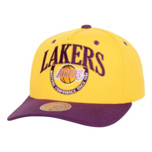Mitchell & Ness Crown Jewels Pro Snapback HWC Los Angeles Lakers Chapeau Violet/Jaune 749973