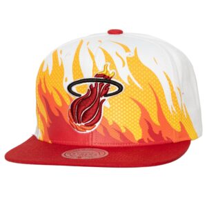 Mitchell & Ness Hot Fire Snapback HWC Miami Heat Chapeau Blanc 751985