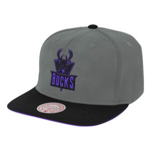 Mitchell & Ness Neon Lights Snapback HWC Milwaukee Bucks Chapeau Gris 756741