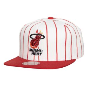 Mitchell & Ness Casquette rétro à fines rayures Snapback HWC Miami Heat Blanc 751981