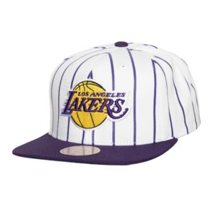 Mitchell & Ness Casquette rétro à fines rayures Snapback Los Angeles Lakers Blanc 751342