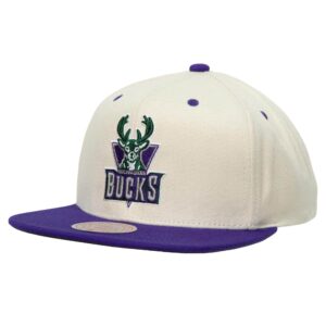 Mitchell & Ness Sail 2 Tone Snapback HWC Milwaukee Bucks Chapeau Blanc 755019