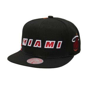 Mitchell & Ness Short Hook Snapback HWC Miami Heat Chapeau Noir 752948