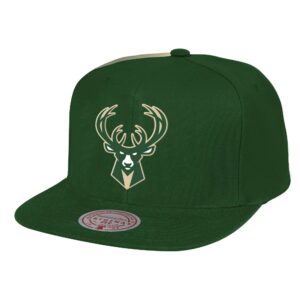Mitchell & Ness Tapisserie Snapback Milwaukee Bucks Chapeau Vert 756735