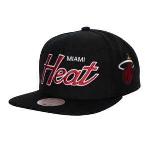 Mitchell & Ness Team Script 2.0 Snapback Miami Heat Chapeau Noir 753305