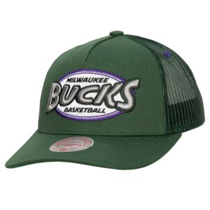 Mitchell & Ness Team Seal Trucker Snapback HWC Milwaukee Bucks Chapeau Rouge 756765