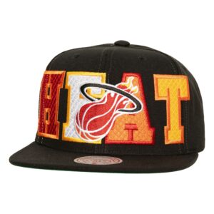 Mitchell & Ness Varsity Bust Snapback HWC Miami Heat Chapeau Noir 751906