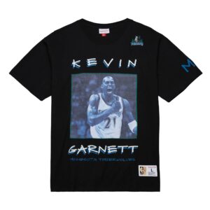 Mitchell & Ness Heavyweight Premium Player Tee Vintage Logo Minnesota Timberwolves Kevin Garnett Gris 760541