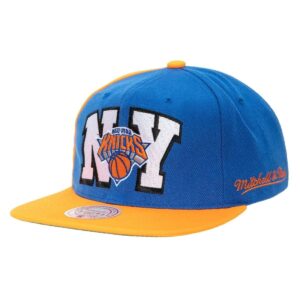Casquette de baseball Mitchell & Ness Rear Script Deadstock Snapback New York Knicks Bleu 766829