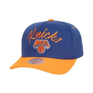 Casquette de baseball Mitchell & Ness Script Arch Pro Snapback New York Knicks Bleu 765557