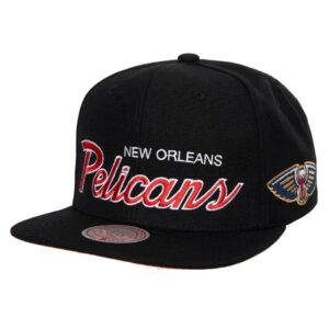Casquette Snapback des Pélicans de la Nouvelle-Orléans Mitchell & Ness Team Script 2.0 Marron 763988
