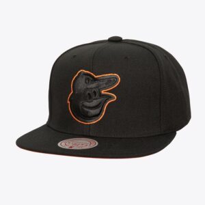 Mitchell & Ness Noir Baltimore Orioles Logo Eclipse OG Snapback Chapeau Noir 772357