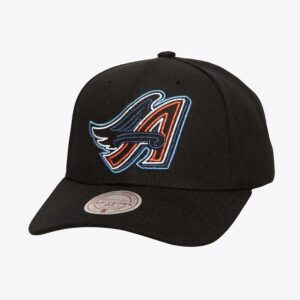 Casquette de baseball Mitchell & Ness noir Los Angeles Angels Cooperstown Collection Neon Logo Pro Crown Snapback Hat gris 772116