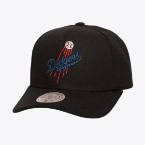 Mitchell & Ness Noir Los Angeles Dodgers Neon Logo Pro Crown Snapback Chapeau Noir 772141