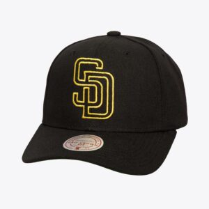 Mitchell & Ness Noir San Diego Padres Neon Logo Pro Crown Snapback Chapeau Noir 772349