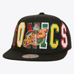 Casquette de baseball Mitchell & Ness noir Seattle SuperSonics Hardwood Classics Varsity Bust Snapback Hat noir 771426
