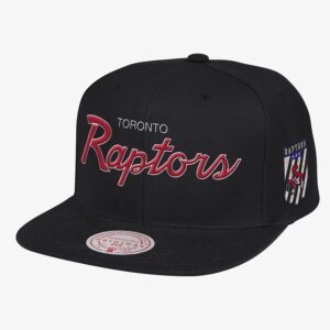Casquette de baseball Mitchell & Ness noir Toronto Raptors Hardwood Classics rose sous Script Snapback chapeau bleu 771929