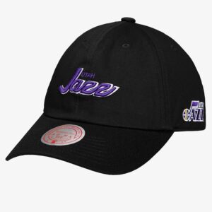 Mitchell & Ness Black Utah Jazz Hardwood Classics Foundation Script Dad Chapeau réglable Noir 772043