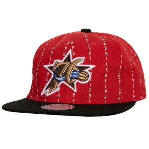 Casquette de baseball Mitchell & Ness City Pinstripe Deadstock HWC Philadelphia 76ers rouge 770058