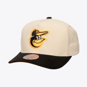 Mitchell & Ness Crème Baltimore Orioles Overspray Pro Crown Snapback Chapeau Crème 772362