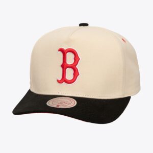 Mitchell & Ness Crème Boston Red Sox Overspray Pro Crown Snapback Chapeau Crème 772407