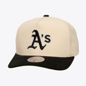 Mitchell & Ness Crème Oakland Athletics Overspray Pro Crown Snapback Chapeau Crème 772258