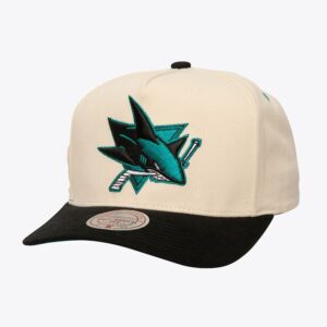 Mitchell & Ness Crème San Jose Sharks Overspray Pro Crown Snapback Chapeau Crème 772211