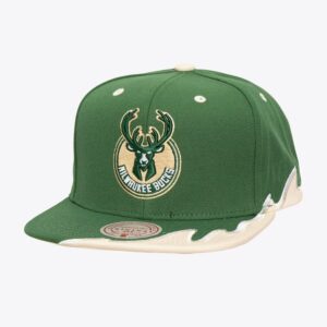Mitchell & Ness Hunter Green Milwaukee Bucks Rising Tide OG Snapback Chapeau Vert 772446
