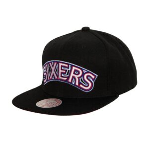Casquette de baseball Mitchell & Ness Satin Under Snapback HWC Philadelphia 76ers noir 770211
