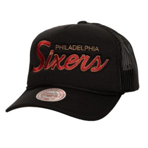 Casquette Mitchell & Ness Script Trucker HWC Philadelphia 76ers Noir 770435
