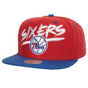 Casquette de baseball Mitchell & Ness Transcript Snapback HWC Philadelphia 76ers Rouge 770055
