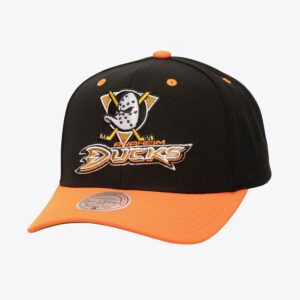 Mitchell & Ness Black Anaheim Ducks All In 2.0 Pro Crown Snapback Chapeau Blanc 928555