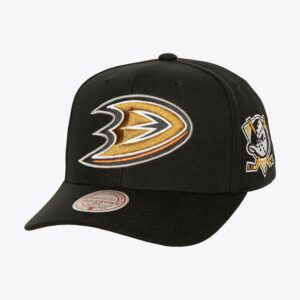 Mitchell & Ness Noir Anaheim Ducks Icon Grail Pro Snapback Chapeau Blanc 928545