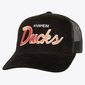 Casquette de baseball Mitchell & Ness noir Anaheim Ducks Times Up Trucker chapeau réglable blanc 928531