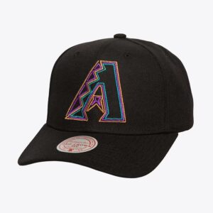 Mitchell & Ness Noir Arizona Diamondbacks Cooperstown Collection Neon Logo Pro Crown Snapback Chapeau Noir 885950