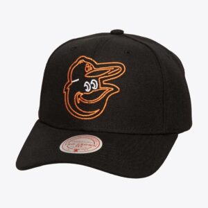 Mitchell & Ness Noir Baltimore Orioles Neon Logo Pro Crown Snapback Chapeau Noir 885867