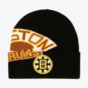 Mitchell & Ness Black Boston Bruins Cricket Vintage Bonnet en tricot à revers Noir 1071493