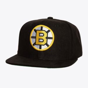 Casquette de baseball Mitchell & Ness noir Boston Bruins doux daim Vintage Snapback chapeau noir 1069525