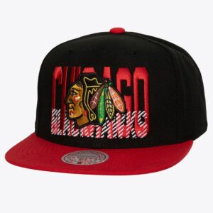 Mitchell & Ness Black Chicago Blackhawks Casquette Snapback à carreaux croisés Noir 1089801