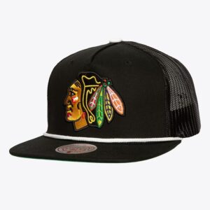 Mitchell & Ness Black Chicago Blackhawks Roper Trucker Casquette réglable Noir 1089796