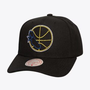 Mitchell & Ness Noir Golden State Warriors Hardwood Classics Neon Logo Pro Crown Snapback Chapeau Noir 884291