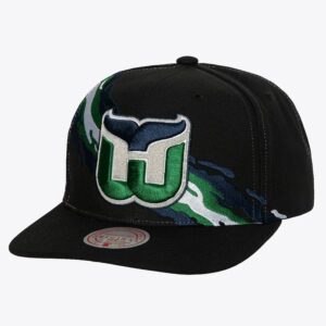 Mitchell & Ness Noir Hartford Whalers Vintage Paintbrush Snapback Chapeau Crème 1132416