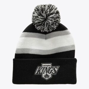 Mitchell & Ness Bonnet en tricot à revers à rayures noires Los Angeles Kings avec pompon noir 1170253