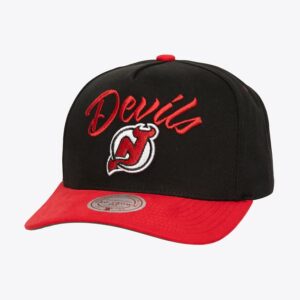 Casquette de baseball Mitchell & Ness noir New Jersey Devils Script Arch Pro Pro couronne Snapback chapeau noir 1170327