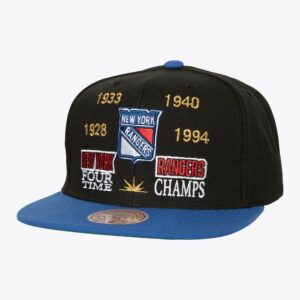 Casquette de baseball Mitchell & Ness noir New York Rangers Champ est ici Vintage Snapback chapeau noir 1185154