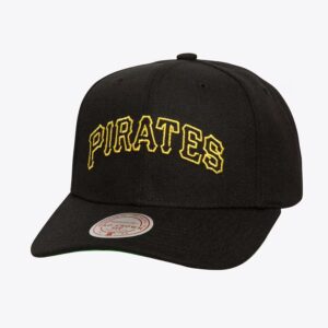 Mitchell & Ness Noir Pittsburgh Pirates Neon Logo Pro Crown Snapback Chapeau Noir 885907