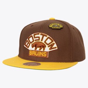 Mitchell & Ness Brown Boston Bruins 60e anniversaire Snapback Chapeau Marron 1070895